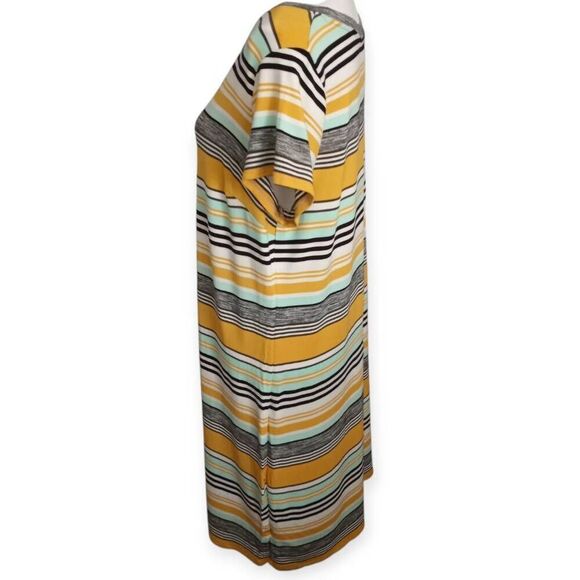 AVA & VIV YELLOW, GRAY, & MINT STRIPE T-SHIRT DRESS SZ.X - Picture 4 of 8